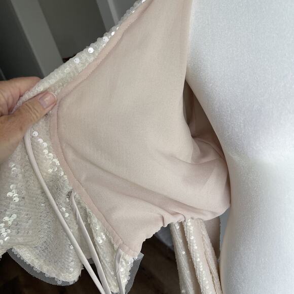 EN SIASON Sequin Crop Jacket Top Fairy Goddess Long Sleeve Mesh Romantic Med NEW - Picture 7 of 14